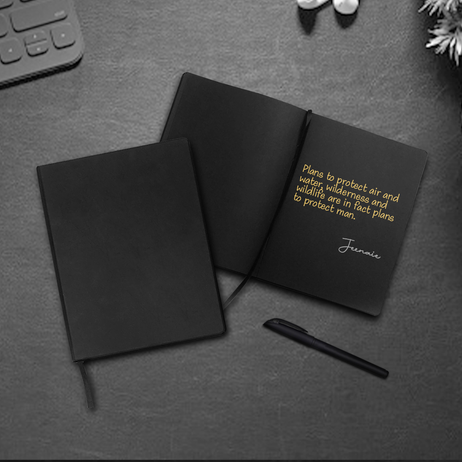 All Black Notebook with Gel Pen Set